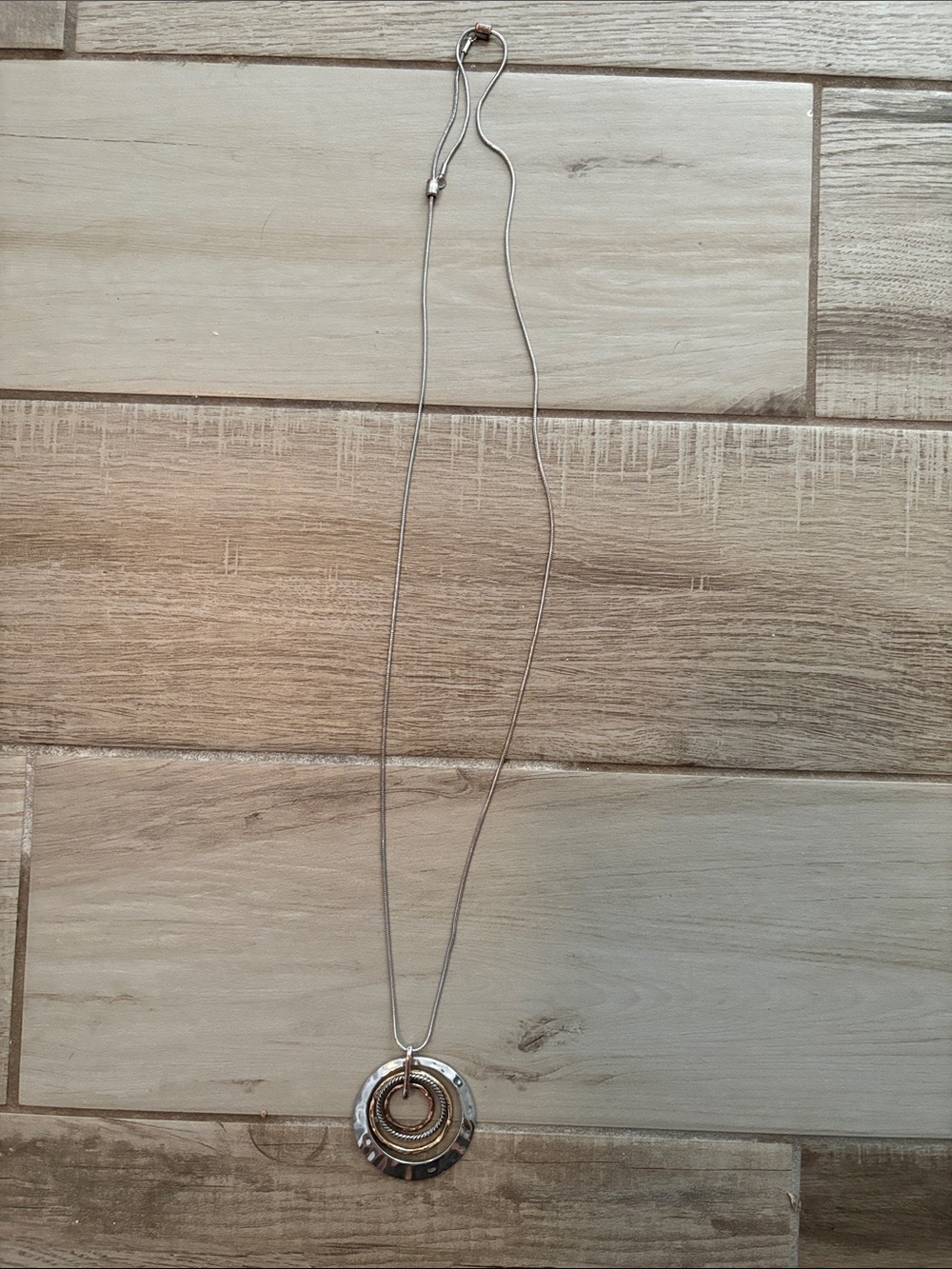 Silver Tone Multi-Ring Pendant Necklace - Women Jewelry